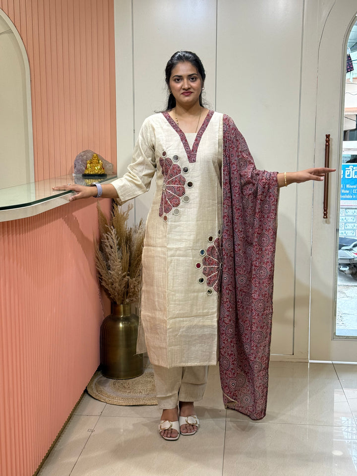 Pure Jamdhani Designer 3 Pcs Set Collection (Cotton Lining)| R211