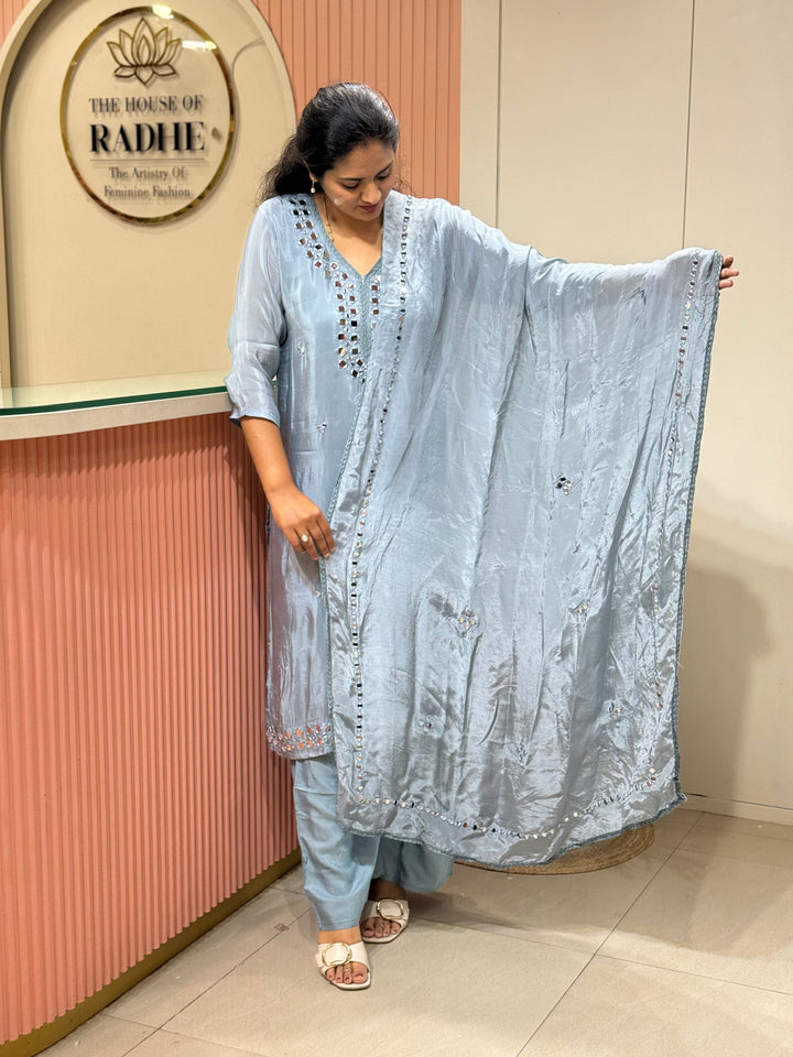 Pure HO Crepe Collection with Hand Real Mirror Work (Cotton Lining) | R221