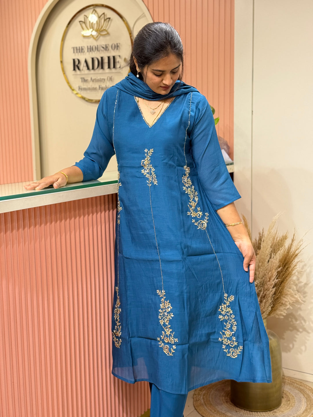 Coral Mul Chanderi Partywear Collection |Cut Dana  &amp; Zardozi Work | R206