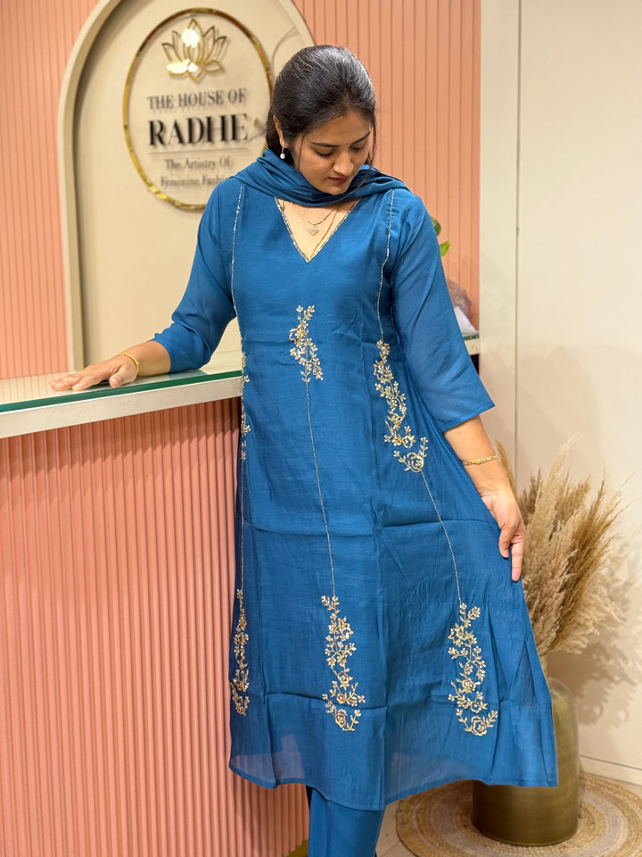 Coral Mul Chanderi Partywear Collection |Cut Dana  &amp; Zardozi Work | R206