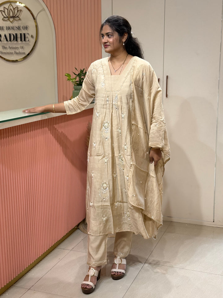 Pure Mul Chanderi handwork collection A Line Pattern | R229