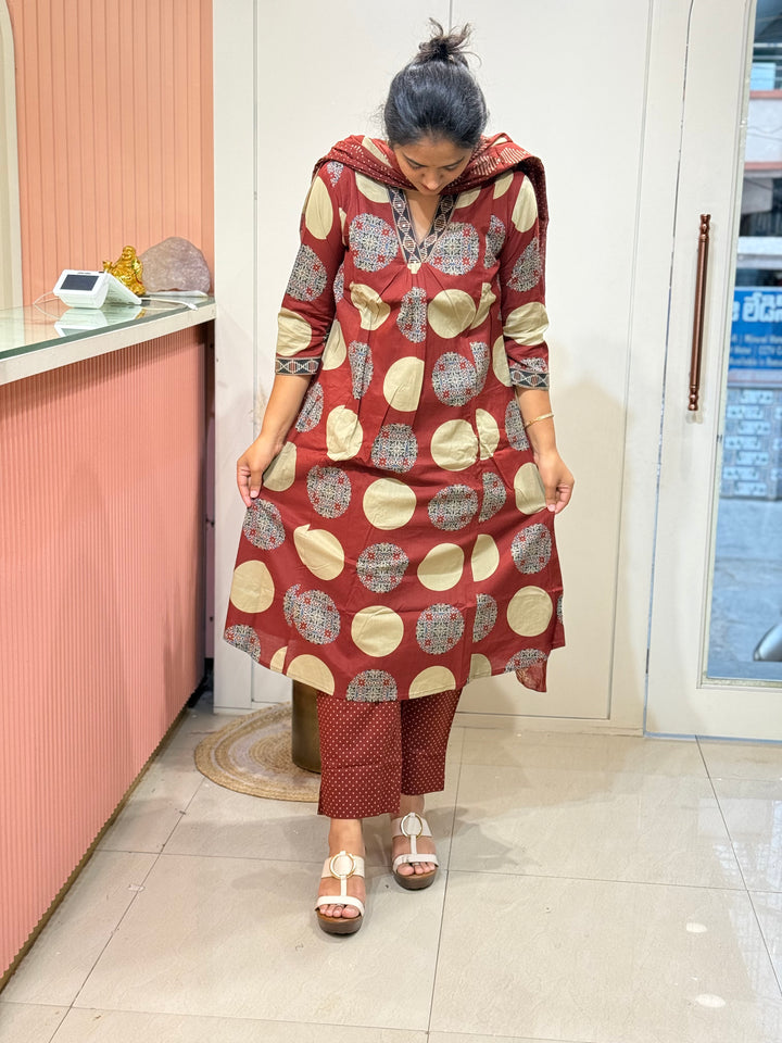 Cotton 3 Pc Kurta Set  | R145