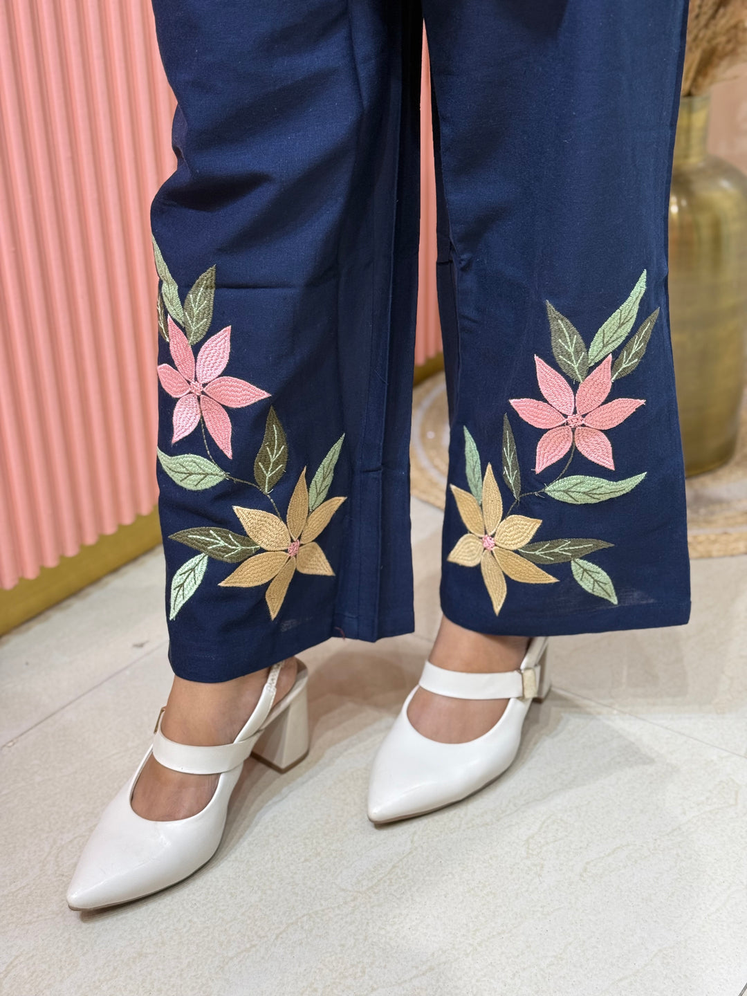 Khadi Cotton Embroidered Two-Piece Co-Ord Set | R167