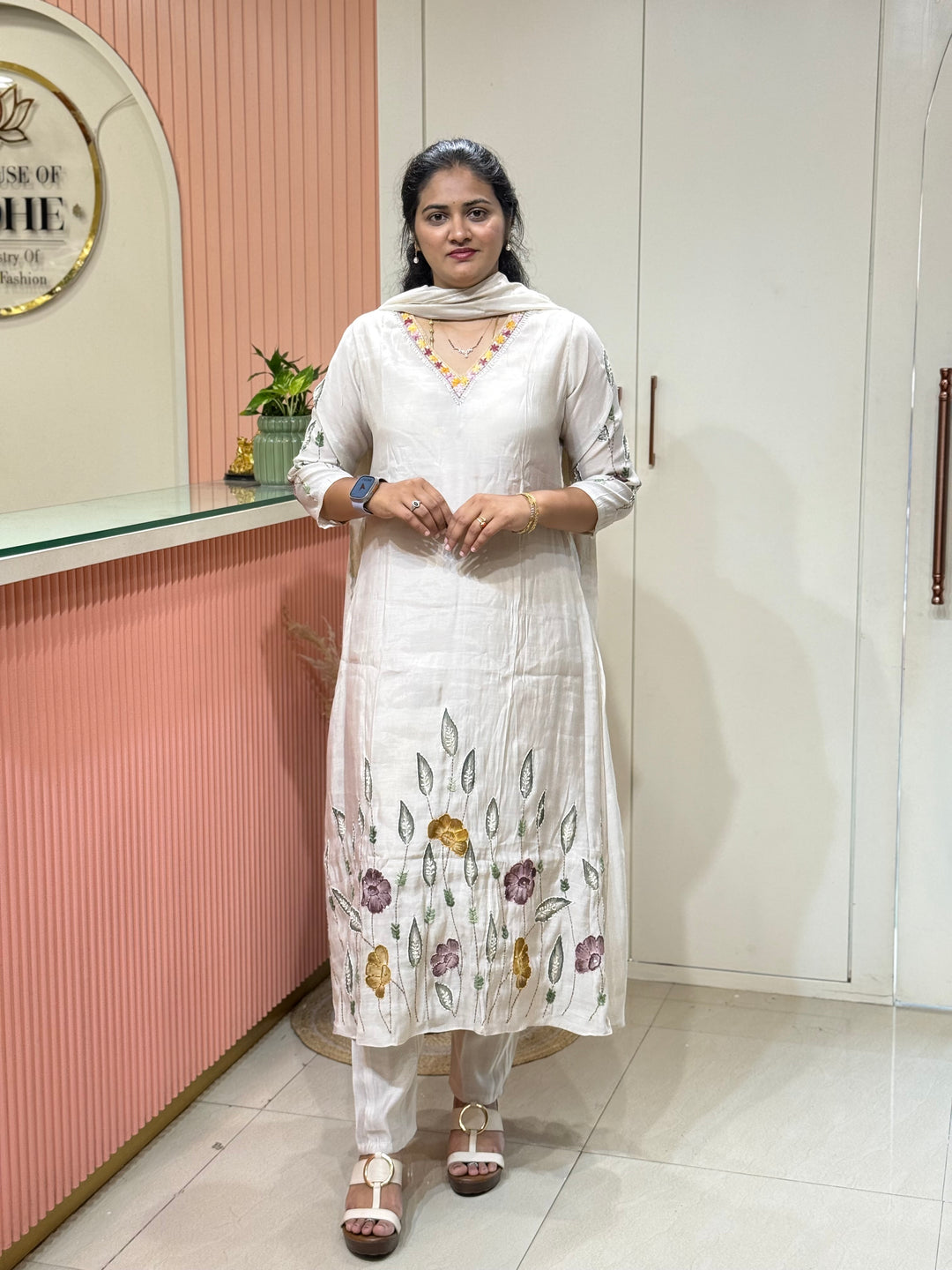 Mul Chanderi Collection with Hand Brush paint and Embroidery work (Cotton Lining) | R206