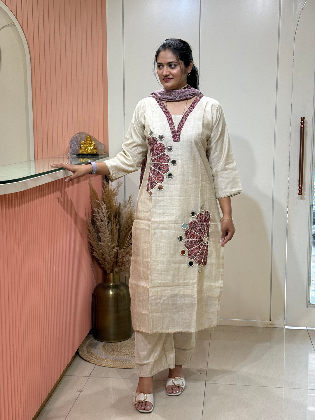 Pure Jamdhani Designer 3 Pcs Set Collection (Cotton Lining)| R211