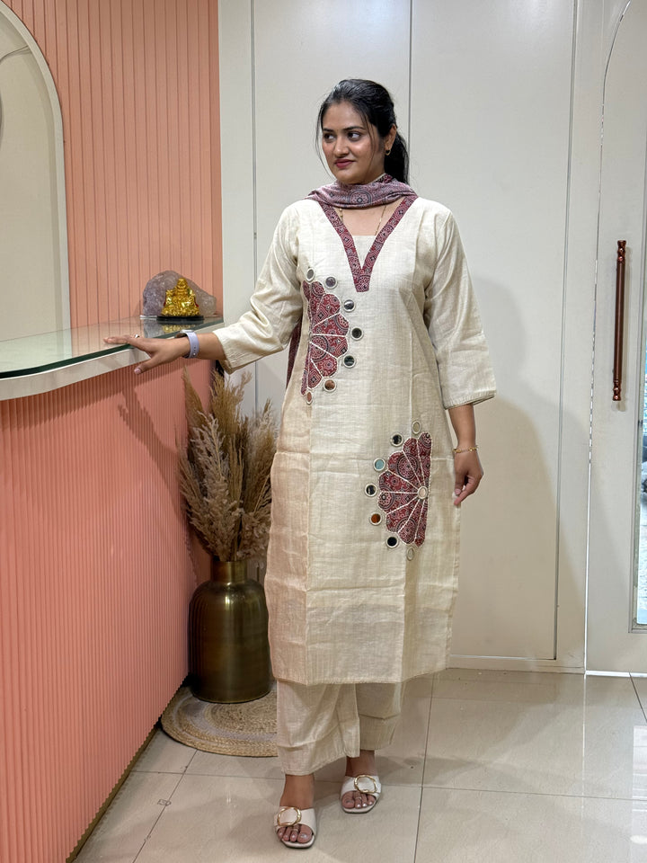 Pure Jamdhani Designer 3 Pcs Set Collection (Cotton Lining)| R211