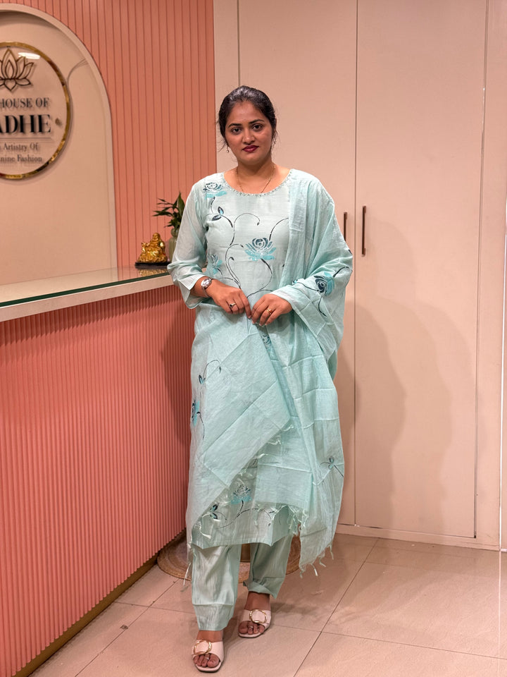 Premium Mul Chanderi Collection with Floral Work | R217