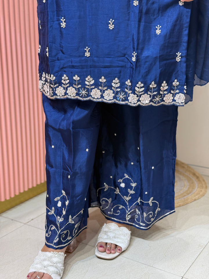 Pure Chinon Heavy Handwork Flared Palazzo Collection | R117