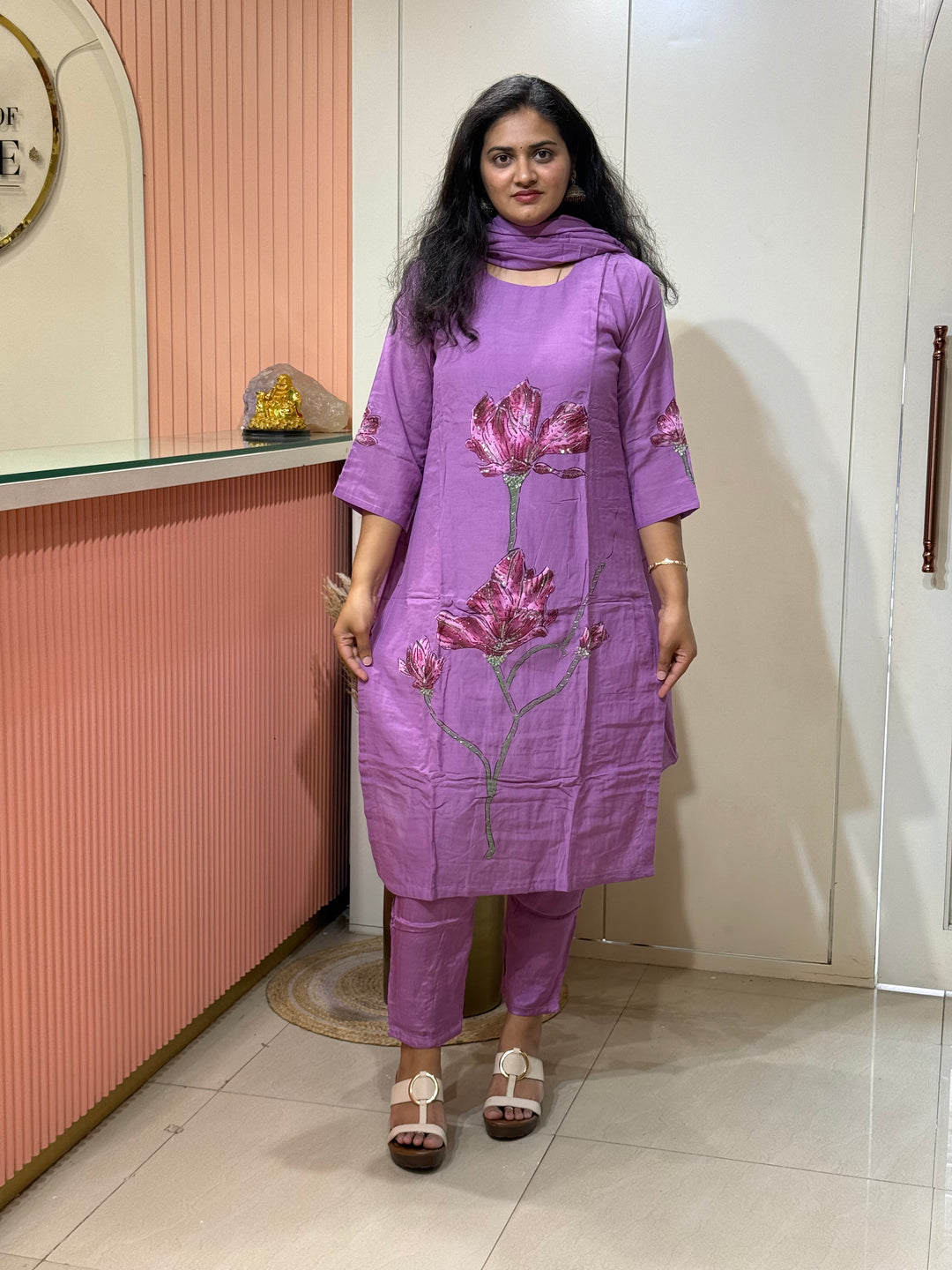 Brush Paint Mul Chanderi Collection With Cutdana Work | R209