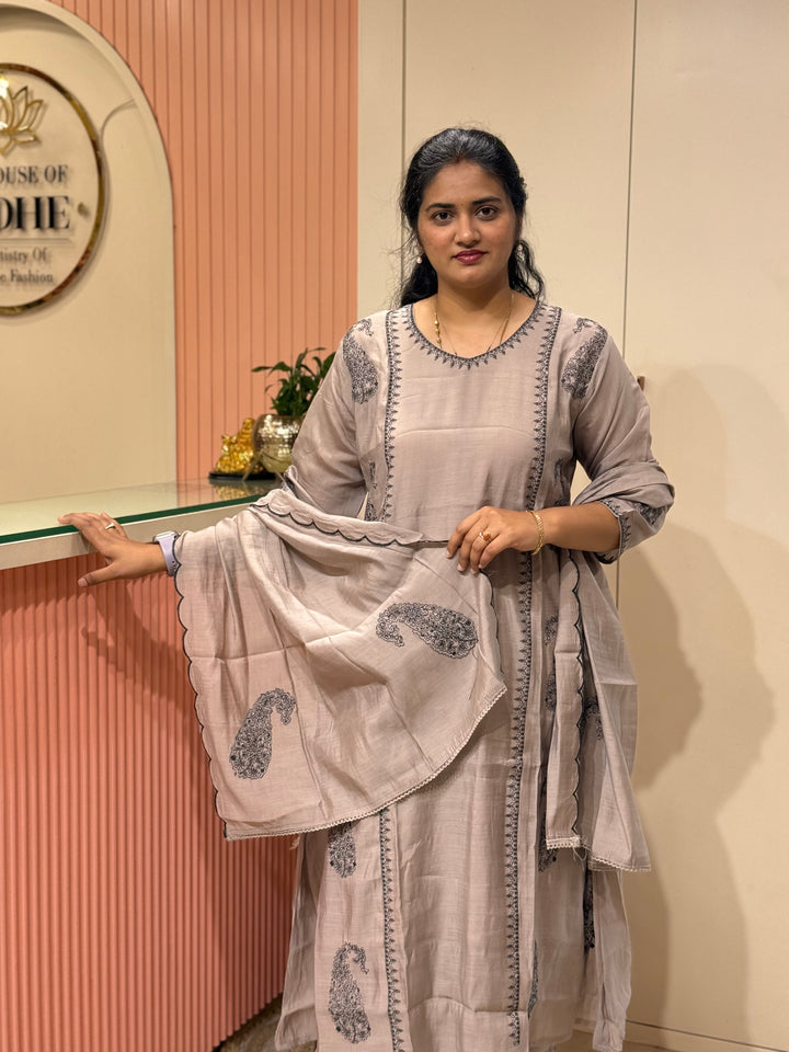 Mul Chanderi with Embroidery work (Cotton Lining) | R138