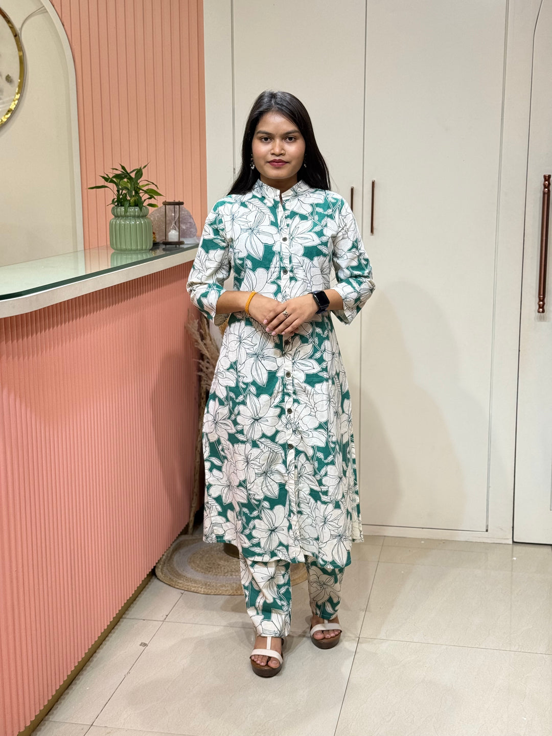 Flex Cotton 2 piece collection with floral work | R137