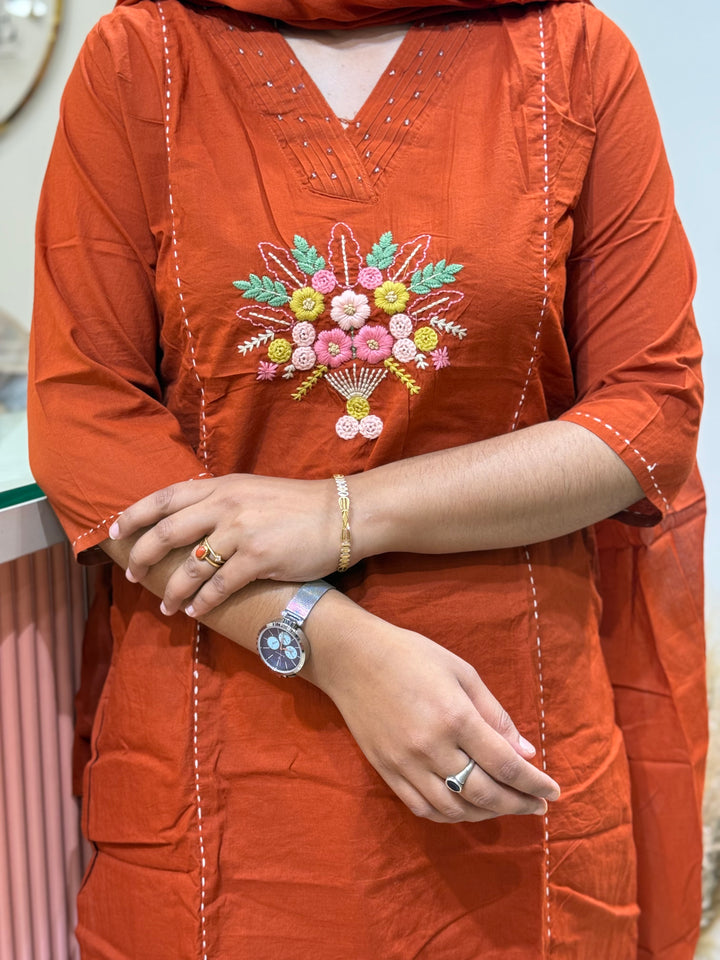 Hand Embroidered 3 Pc Cotton Collection – Summer Special | R166