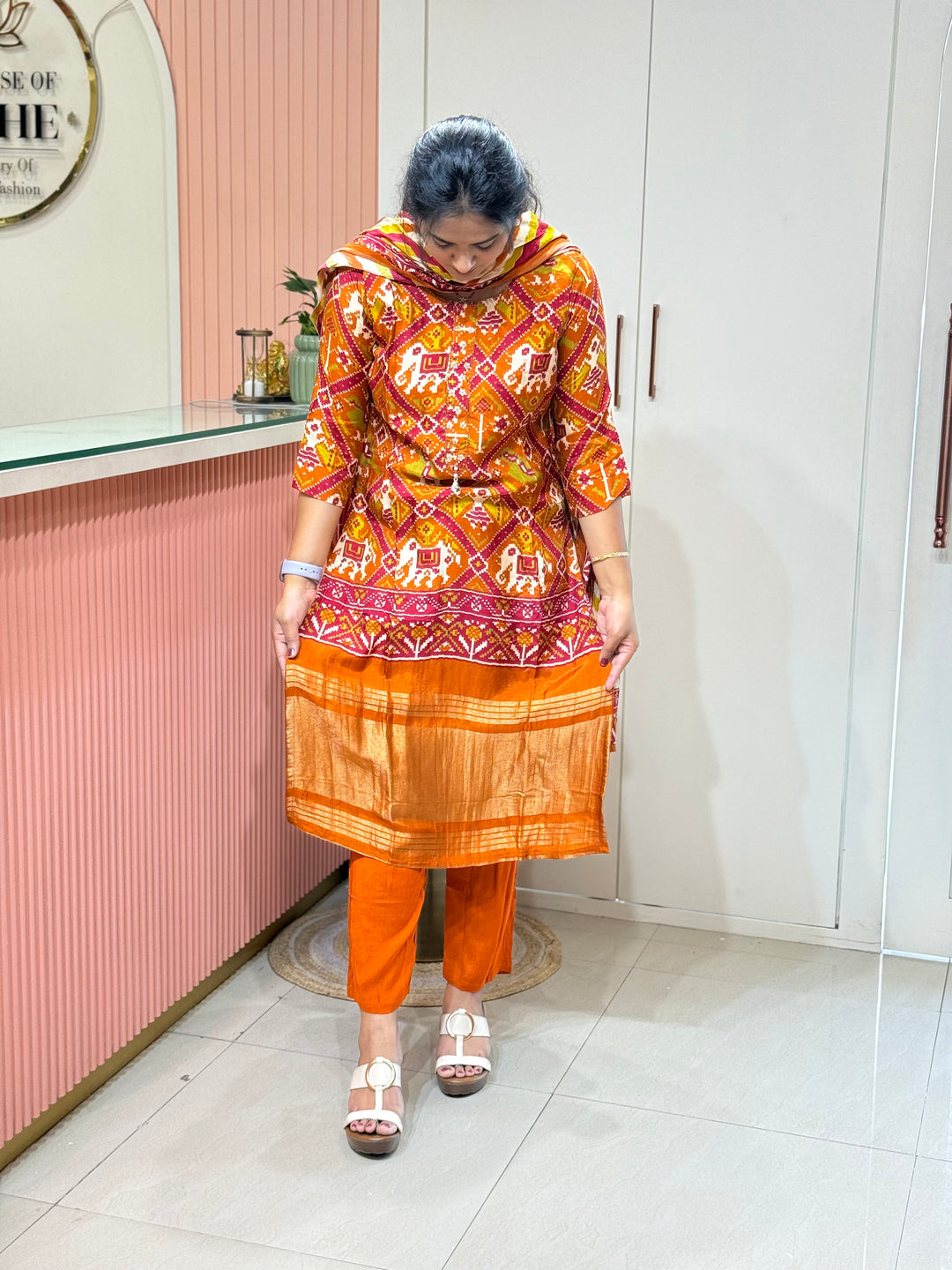 Tusser fabric with Patola design Collection (Cotton Lining )| R227