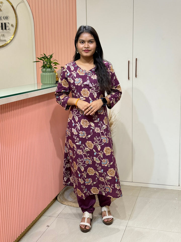Cotton 2 piece collection with floral work | R137