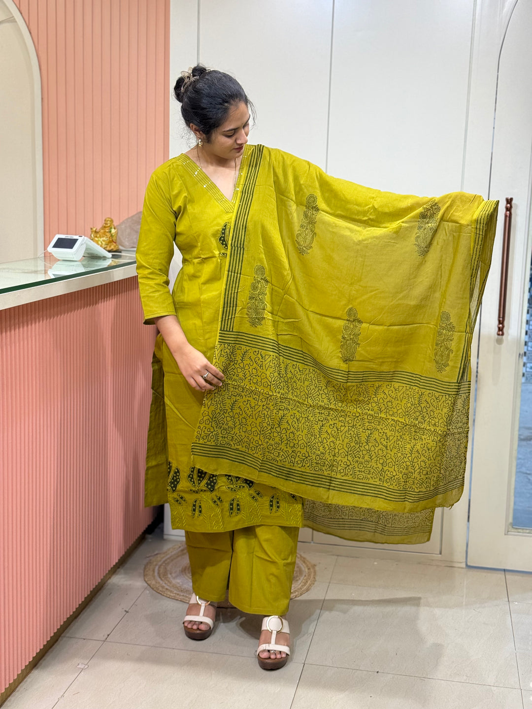 Cotton 3 Pc Kurta Set – Patch Work Collection | R146