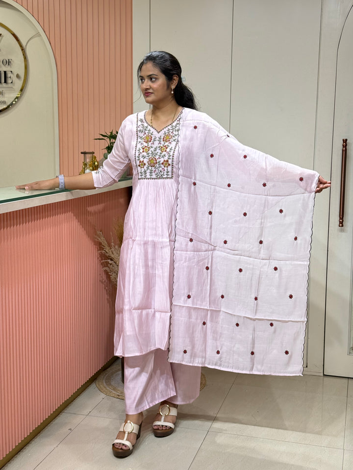 Mul Chanderi Collection with Embroidery work (Cotton Lining)| R204