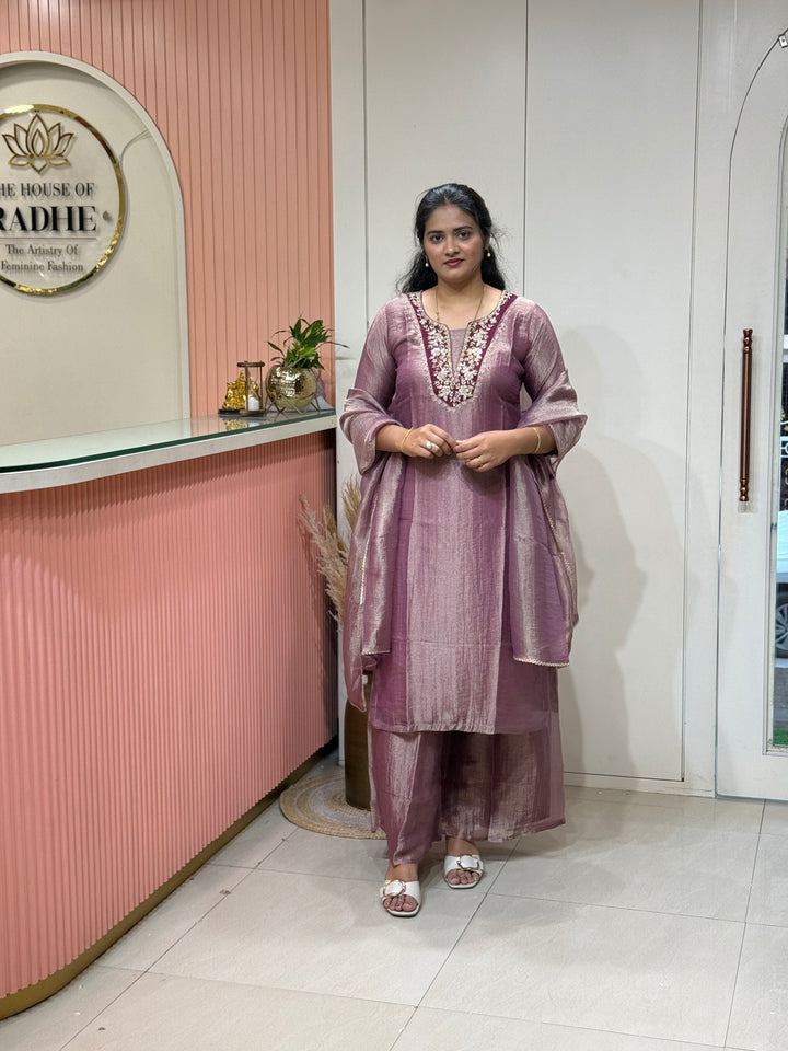 Pure Shimmer Tissue with Handwork (Cotton Lining) | R223