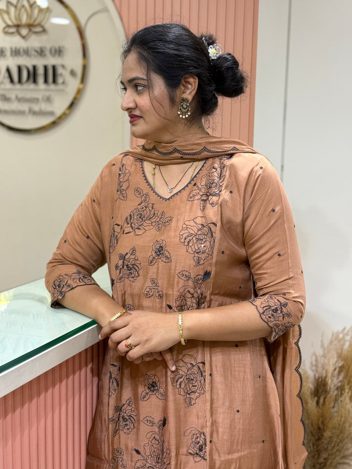 Mul Chanderi with Embroidery Work (Cotton Lining) | R138