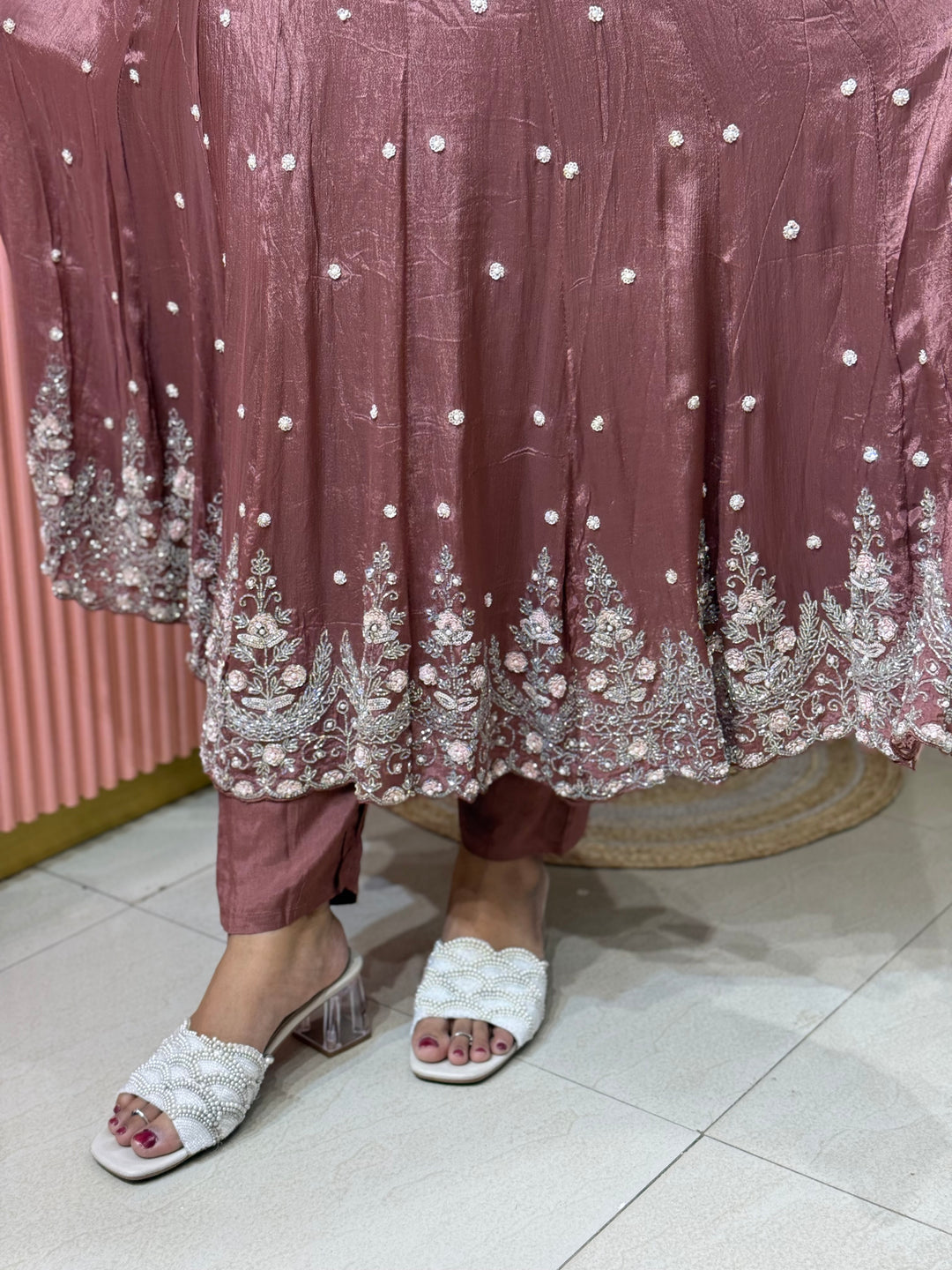 Pure Chinon Festive Collection | Full Handwork, Sequin &amp; Cut Dana | R177