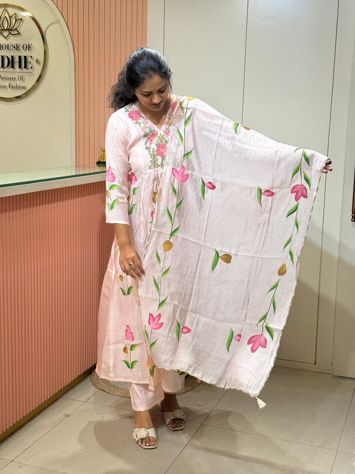 Mul Chanderi Collection with Brush Paint | R209