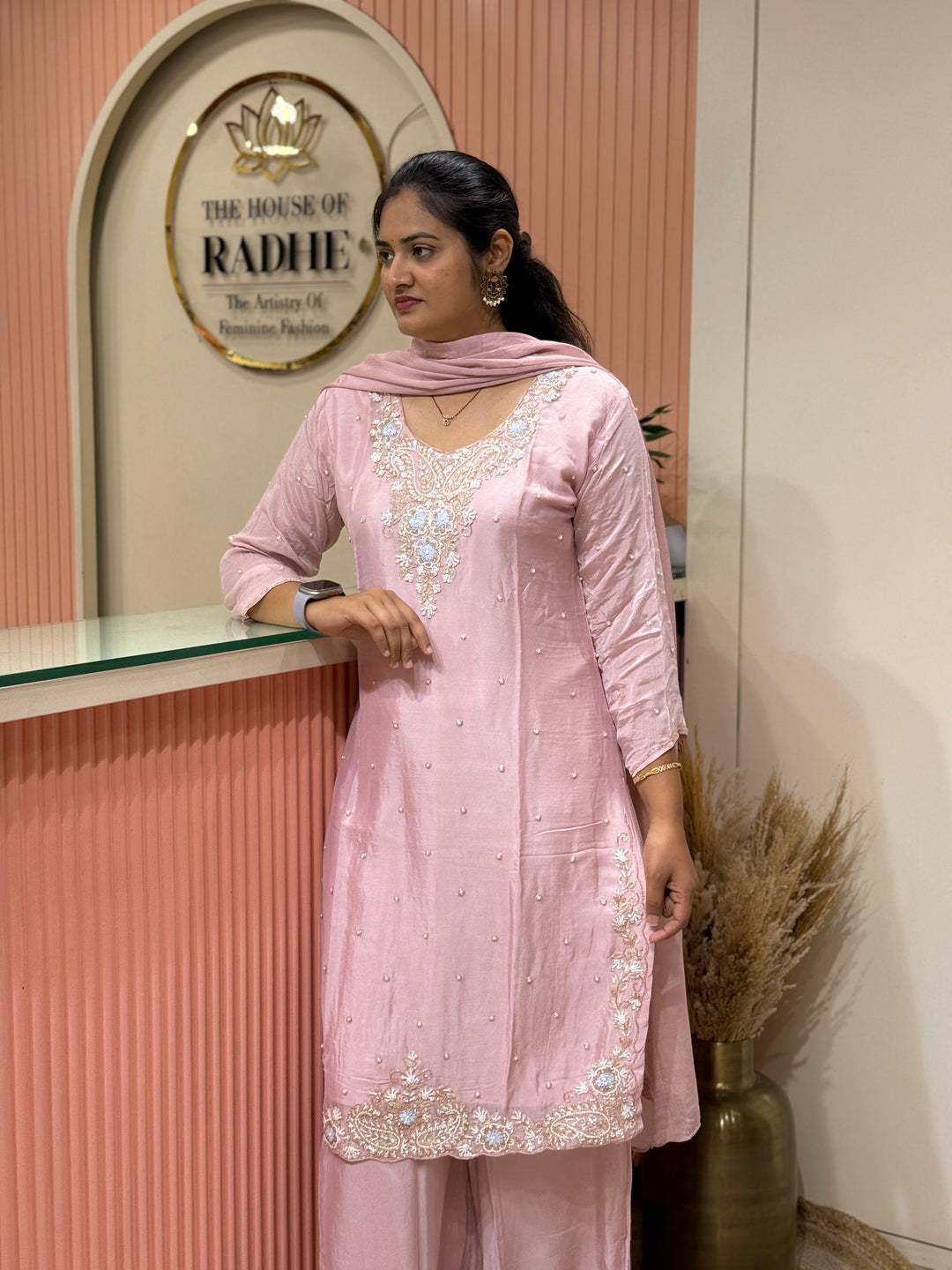 Pure Chinon Heavy Handwork Flared Palazzo Collection | R117