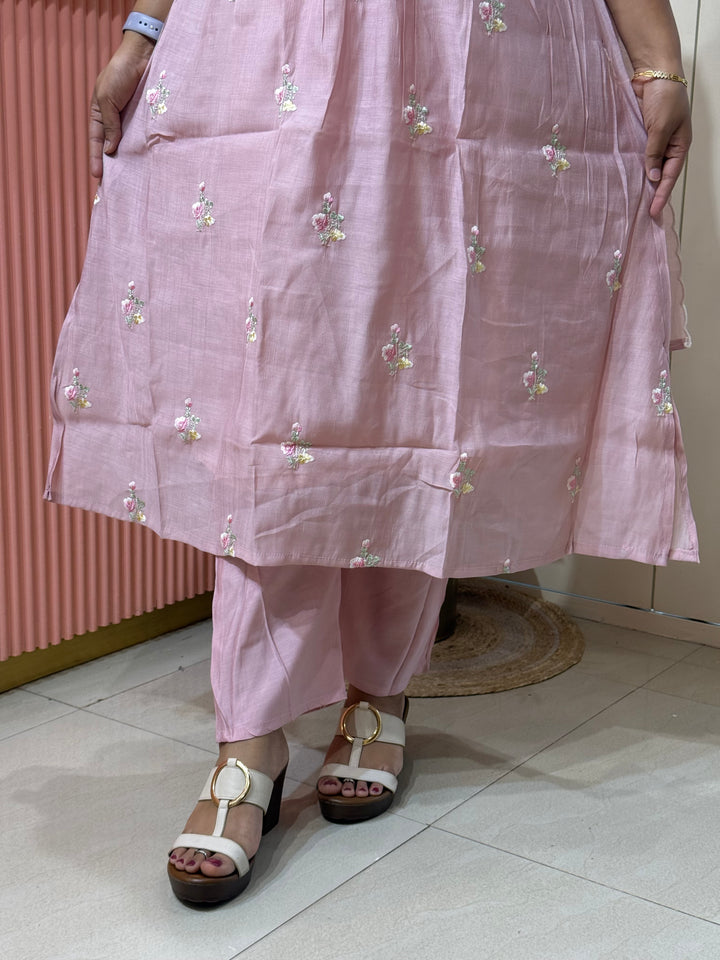 Premium Mul Chanderi with Embroidery work | R179