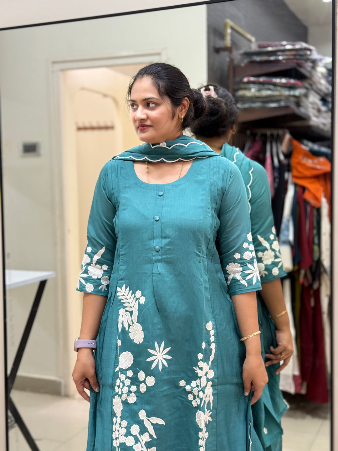 Mul Chanderi with Embroidery work | R204