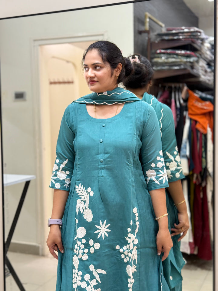 Mul Chanderi with Embroidery work | R204