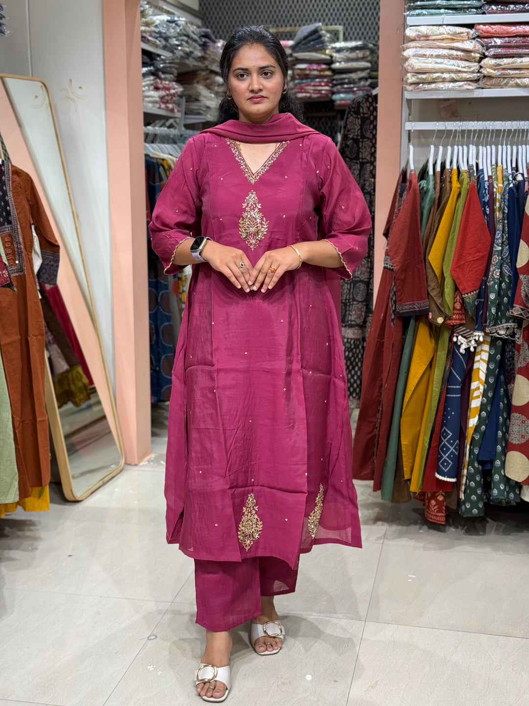 Mul Chanderi Semi Party Wear Collection | R205