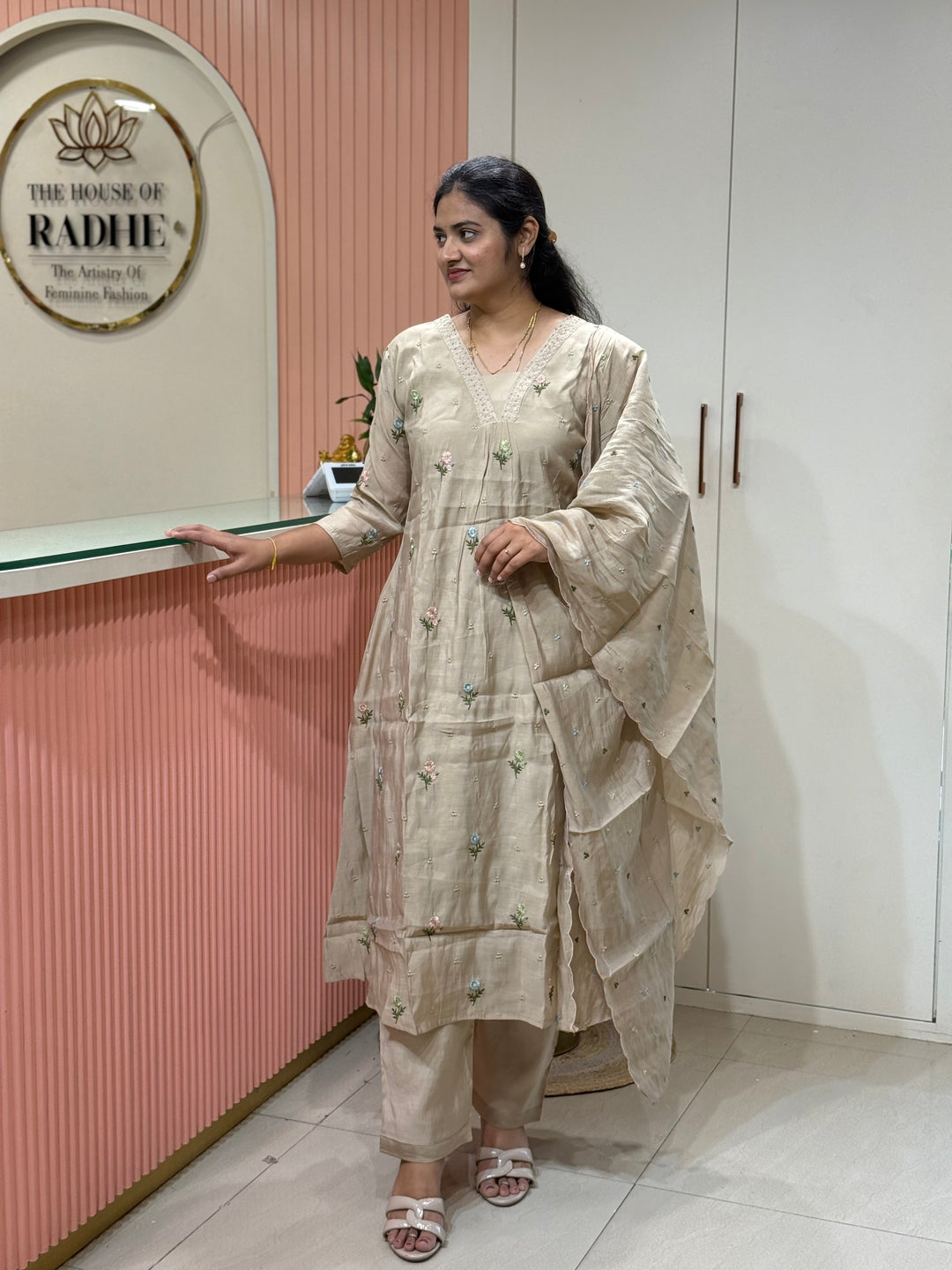 Mul Chanderi with Beautiful  Embroidery work| R209