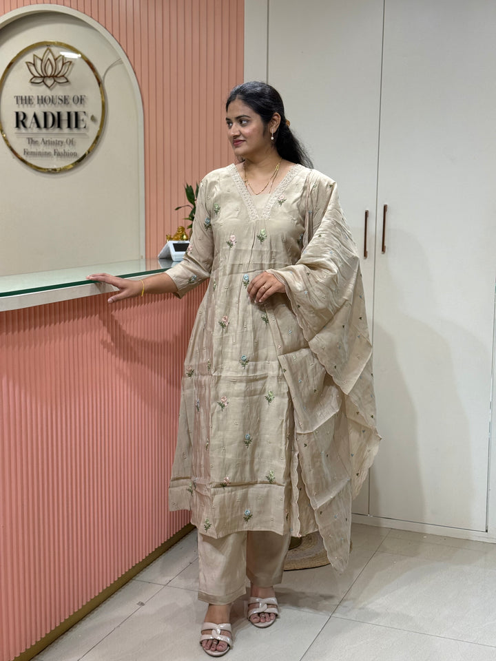 Mul Chanderi with Beautiful  Embroidery work| R209