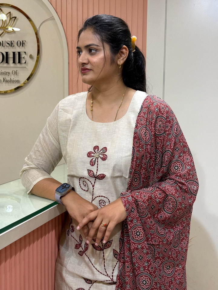 Pure Jamdhani Designer 3 Pcs Set Collection (Cotton Lining)| R211