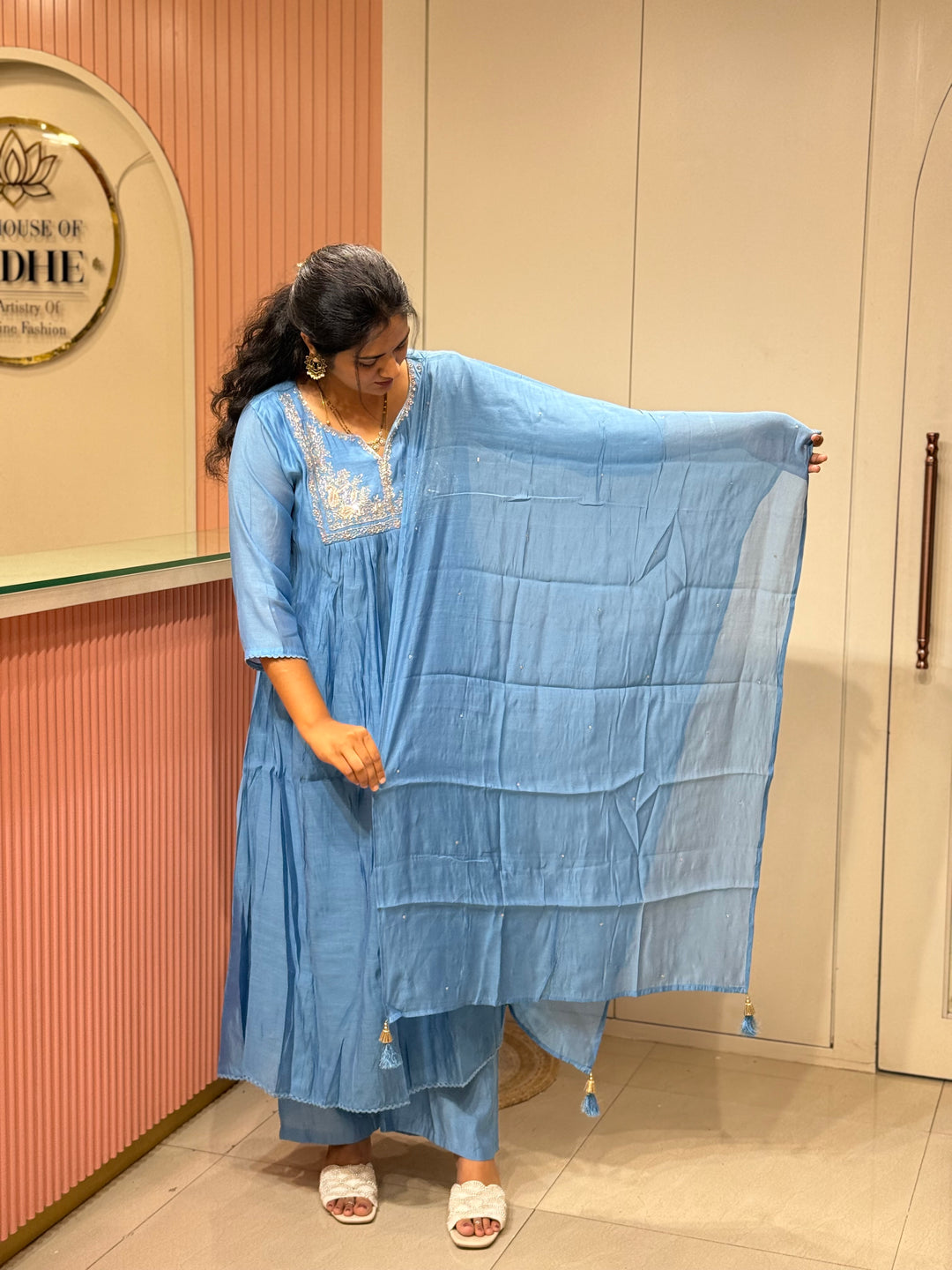 Mul Chanderi Collection with Handwork ( Cotton Lining )| R217