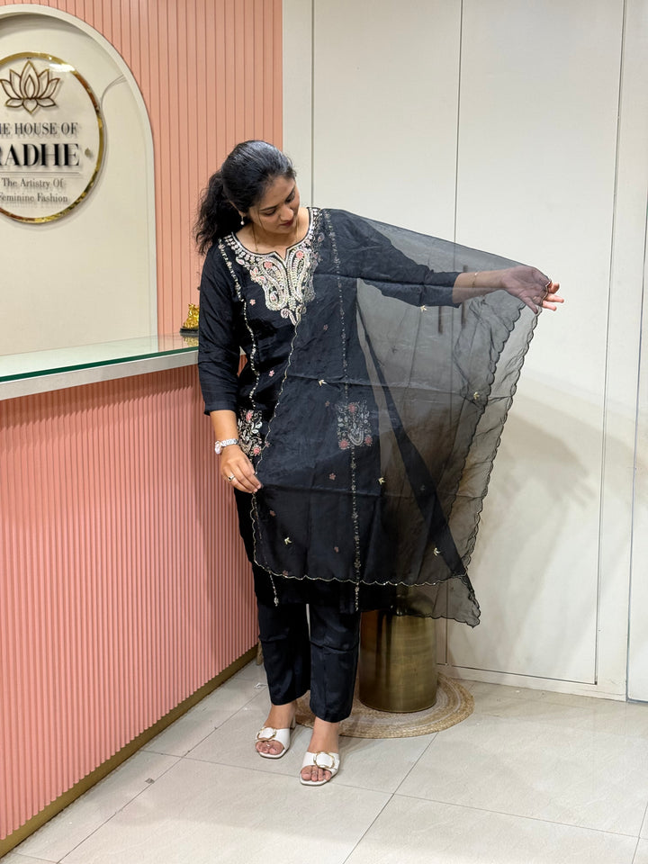 Dola Silk 3Pcs Collection with Handwork | R218