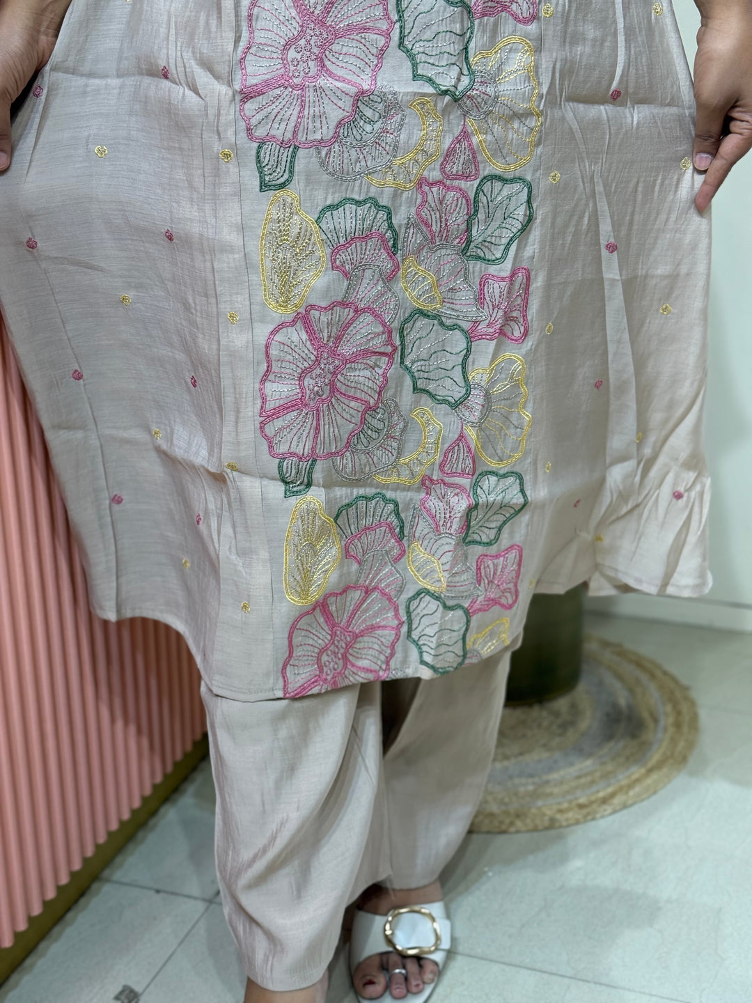 Mul Chanderi with Embroidery work ( Cotton Lining )| R204