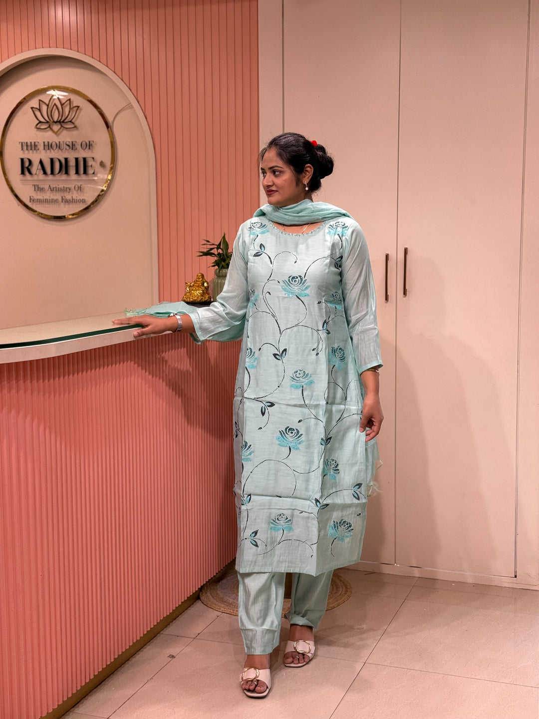 Premium Mul Chanderi Collection with Floral Work | R217