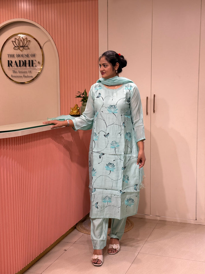 Premium Mul Chanderi Collection with Floral Work | R217