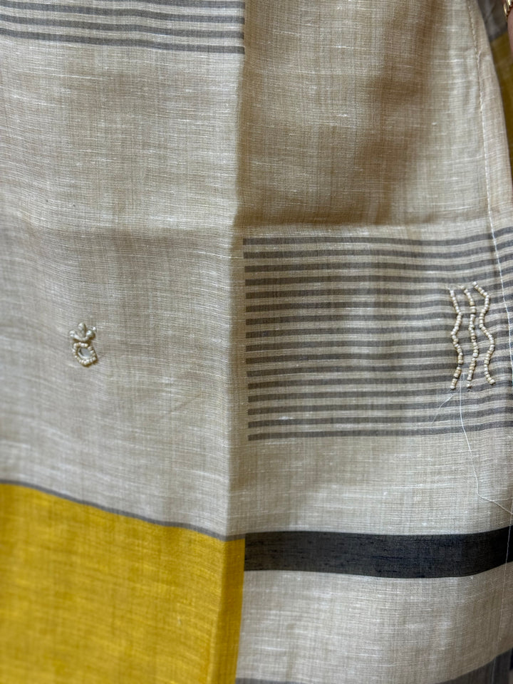 Luxury Pure Linen Collection – Kantha Stitch &amp; Knot Work | R154