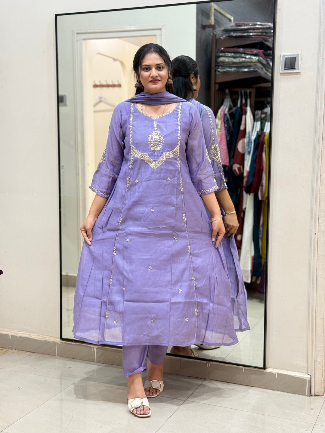 Premium Mul Chanderi with Cut Dana work Party Wear Collection | R206