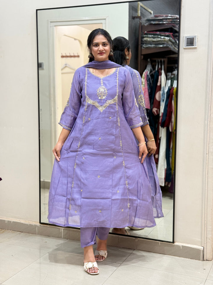 Premium Mul Chanderi with Cut Dana work Party Wear Collection | R206