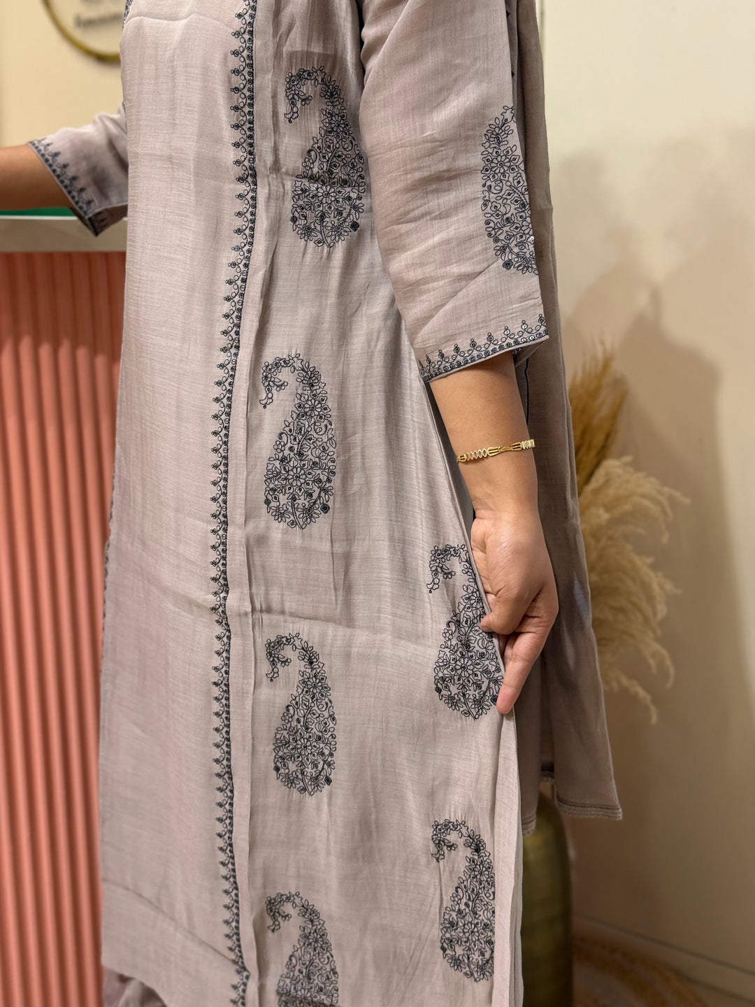 Mul Chanderi with Embroidery work (Cotton Lining) | R138