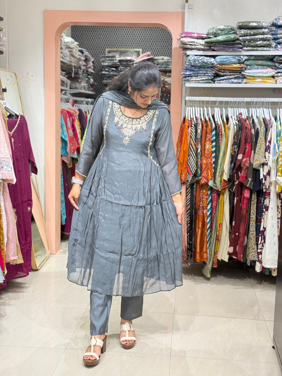Pure Mul Chanderi Collection with Handwork ( Cotton Lining) | R229
