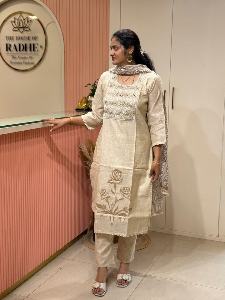 Pure Jamdhani Designer 3 Pcs Set Collection (Cotton Lining)| R211