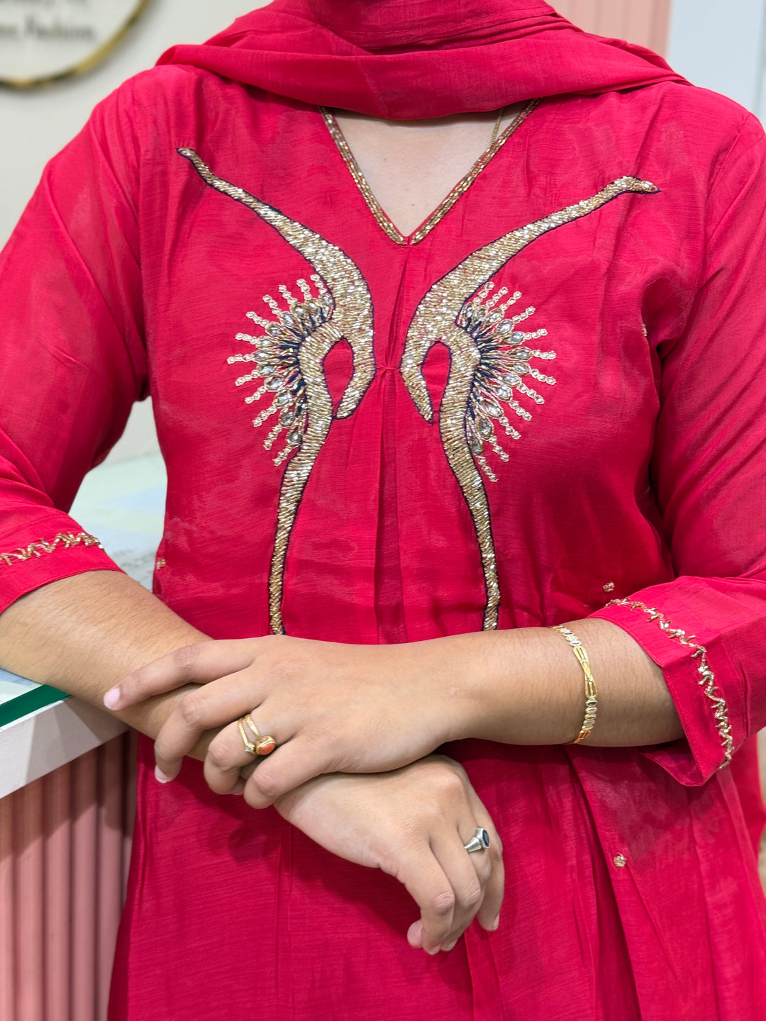 Mul Chanderi Elegant Yoke Work | R138