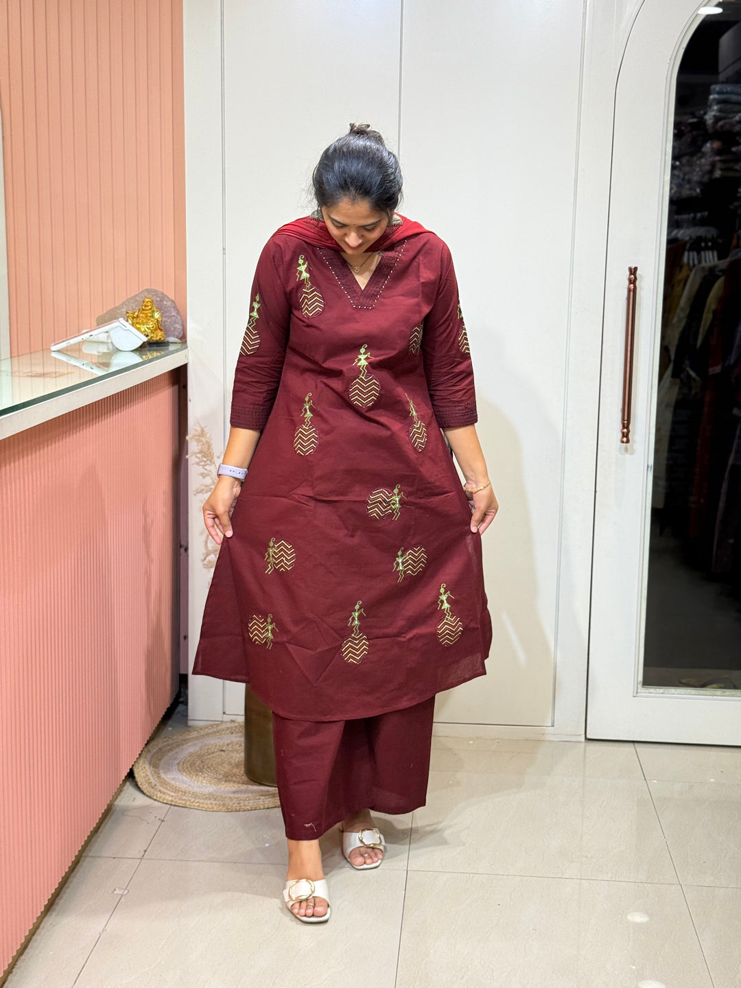 Pure Cotton Dress with Appliqué &amp; Embroidery | R125