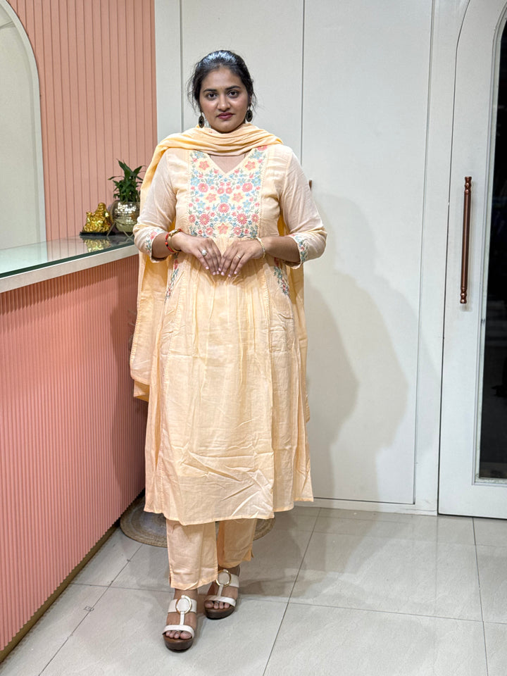 Pure Mul Cotton with Embroidery Work (Cotton Lining)  | R168
