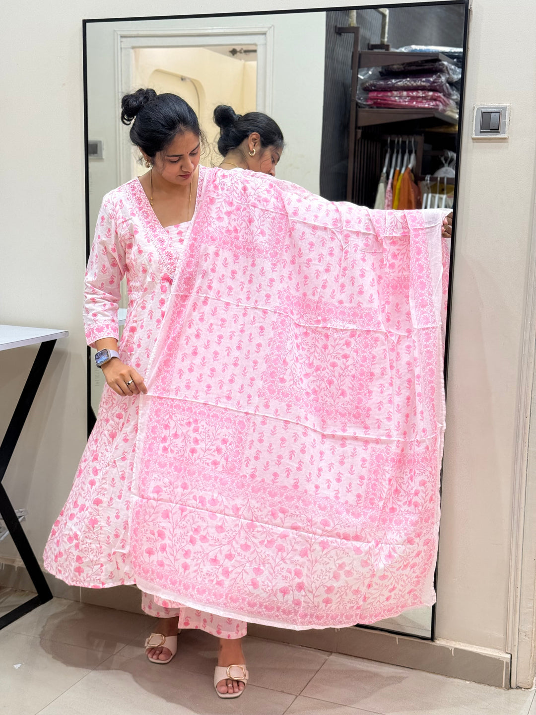 Cotton Dress with Cotton Lining – Summer Collection (White Base) | R113