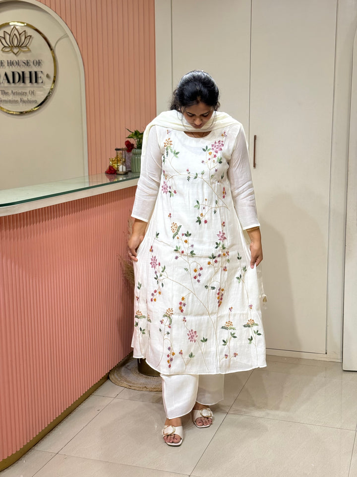 Mul Chanderi Collection with Handwork ( Cotton Lining )| R217