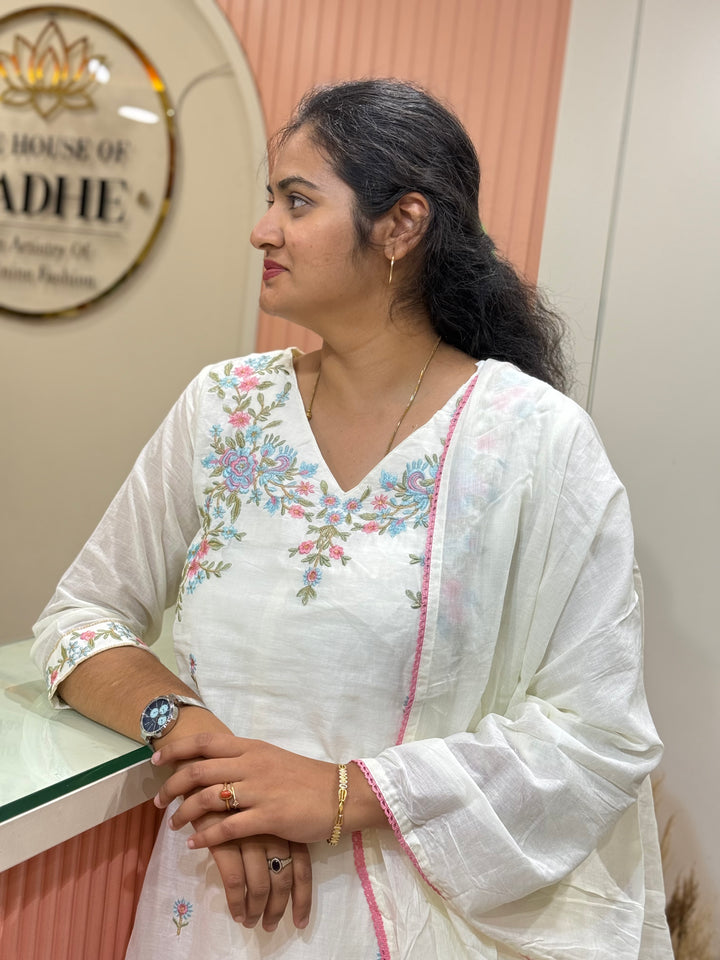 Pure Mul Cotton with Embroidery Work (Cotton Lining)  | R168