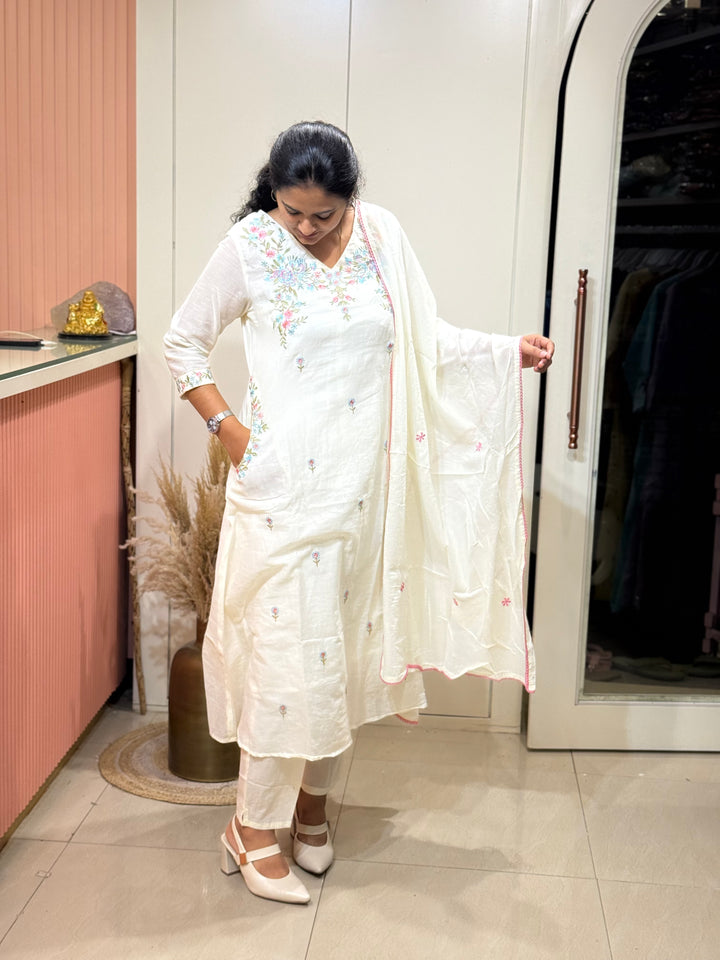 Pure Mul Cotton with Embroidery Work (Cotton Lining)  | R168
